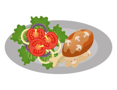 Lezzetli yiyecek ve Gastronomi grafik izole düz tasarım.