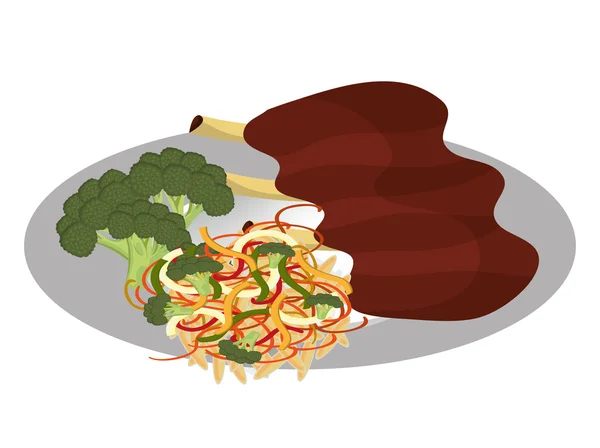 Heerlijk eten en gastronomie geïsoleerde platte vormgeving. — Stockvector