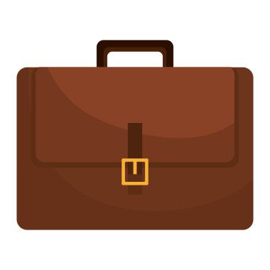 Kahverengi deri evrak çantası izole düz simgesi.
