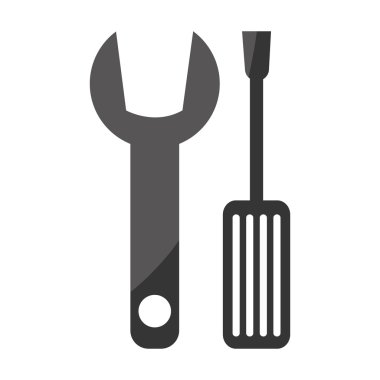 İngiliz anahtarı ve tornavida inşaat araçları.