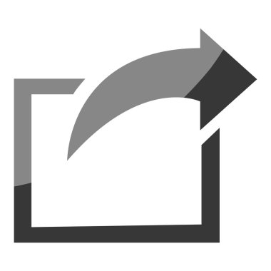 Kare ve ok izole düz simgesi.