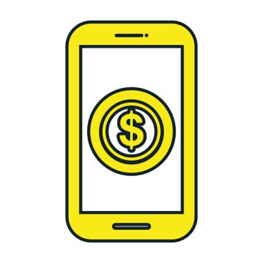 Smartphone, vektör çizim grafiği ile online ödeme.