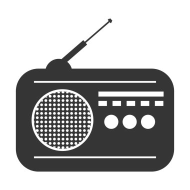 Retro radyo izole düz simgesi.