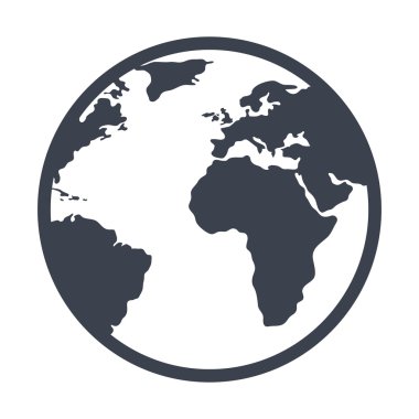 Earth gezegen siyah beyaz izole simgesini.