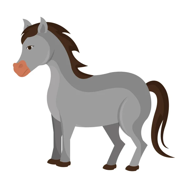 Caballo granja animal aislado icono . — Vector de stock