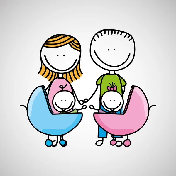 Lovely family icon — Stock Vector