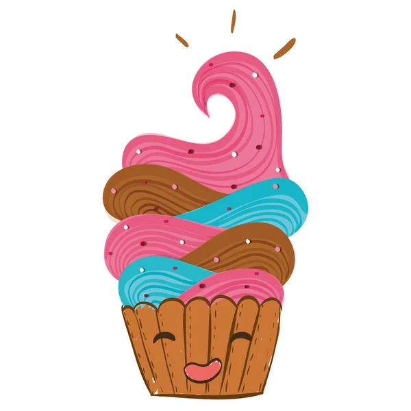 Cupcake com rosto feliz —  Vetores de Stock