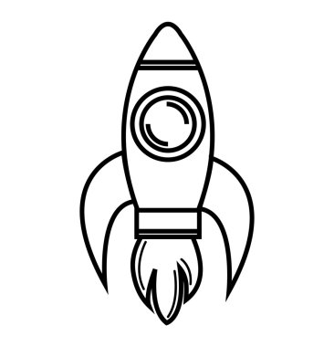 Roket uzay simgesi tasarım, vektör grafik illüstrasyon izole