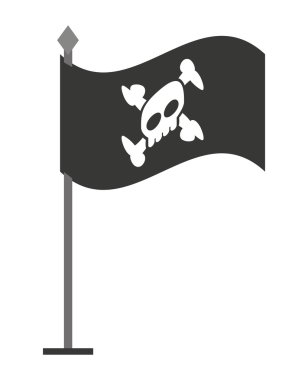 Uyarı bayrağı kafatasında izole simgesi