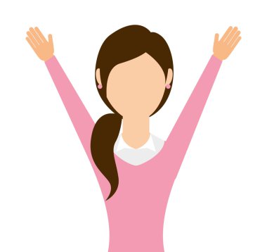 iş kadını ile izole simgesi tasarım Kaldır ellerini