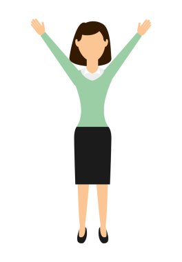 iş kadını ile izole simgesi tasarım Kaldır ellerini