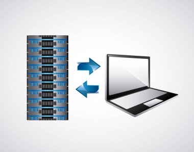 Web Hosting ve dizüstü simge. Teknoloji tasarımı. Vektör grafiği