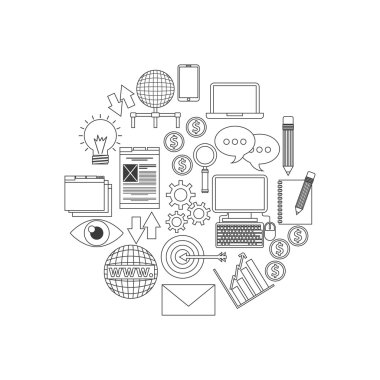 Internet medya simgesi. Teknoloji tasarımı. Vektör grafiği