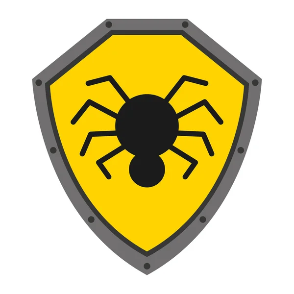 Escudo de seguridad con diseño de icono aislado de araña — Vector de stock