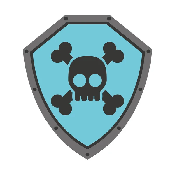 Security shield with skull  isolated icon design — Stock Vector