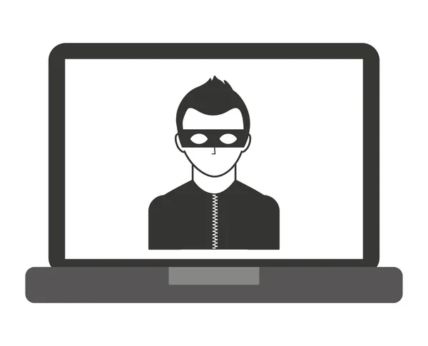 Computador portátil com design de ícone isolado ladrão —  Vetores de Stock