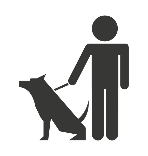 Schattige hond met man geïsoleerd pictogram ontwerp — Stockvector