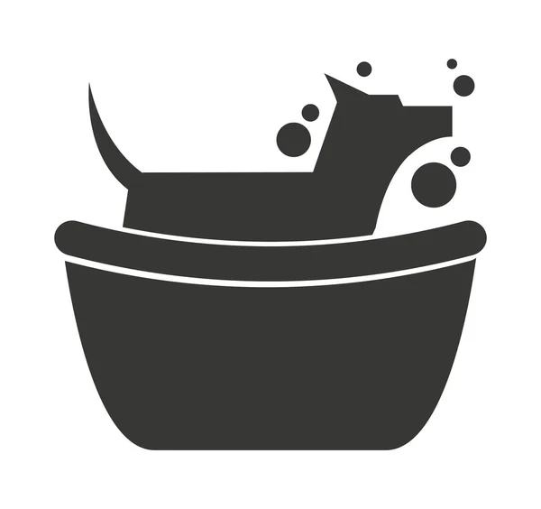 Niedlicher Hund in der Dusche isolierte Ikone Design — Stockvektor