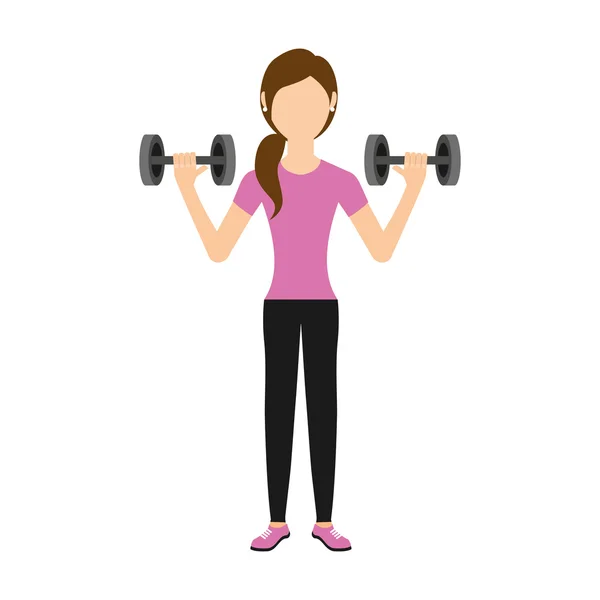 Woman lifting weights isolated icon design — Stock Vector