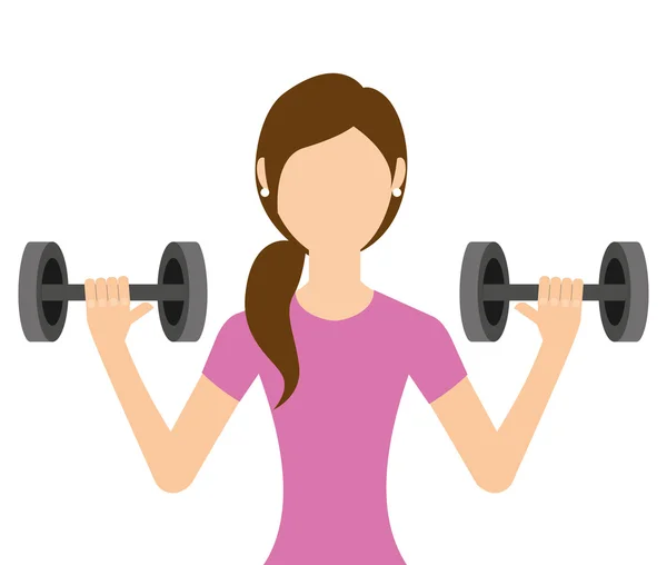 Woman lifting weights isolated icon design — Stock Vector