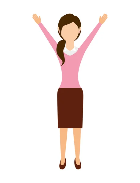 Бізнес-леді з руками вгору ізольований дизайн іконок — стоковий вектор