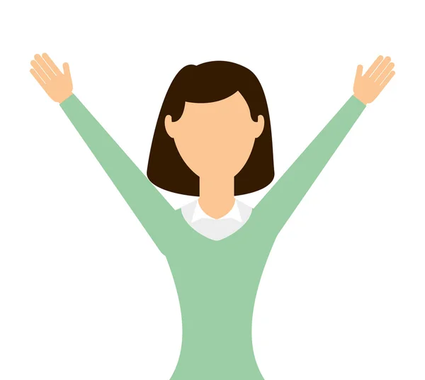 Donna d'affari con mani alzate isolato icona di design — Vettoriale Stock
