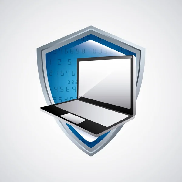 Web Hosting e icona del computer portatile. Progettazione tecnologica. Grafico vettoriale — Vettoriale Stock