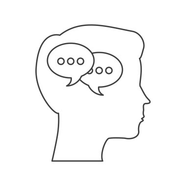 İnsan kafası ve kabarcık simgesi. Blog kavramı. Vektör grafiği