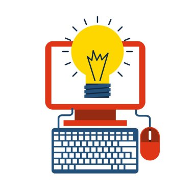 Bilgisayar ve fare tasarımı. Gadget kavramı. Vektör grafiği