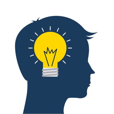 insan baş tasarım. Yaratıcılık ve düşünmek kavramı. Vektör grafiği