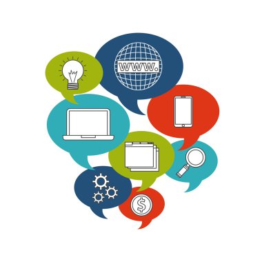 Simge kabarcık tasarımı üzerinde ayarlayın. Blog kavramı. Vektör grafiği