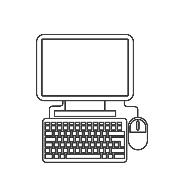 Desenho de computador e mouse. Conceito de Gadget. Gráfico vetorial — Vetor de Stock