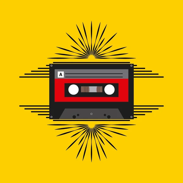 Icono de cassette. Diseño de música y sonido. Gráfico vectorial — Vector de stock