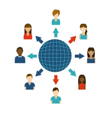 Küre ve insan tasarımı. Küresel iletişim kavramı. Vektör g