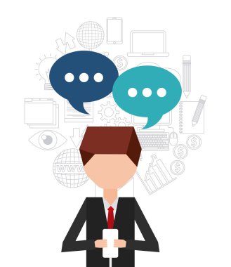 Karikatür ve mobil simge. Blog kavramı. Vektör grafiği