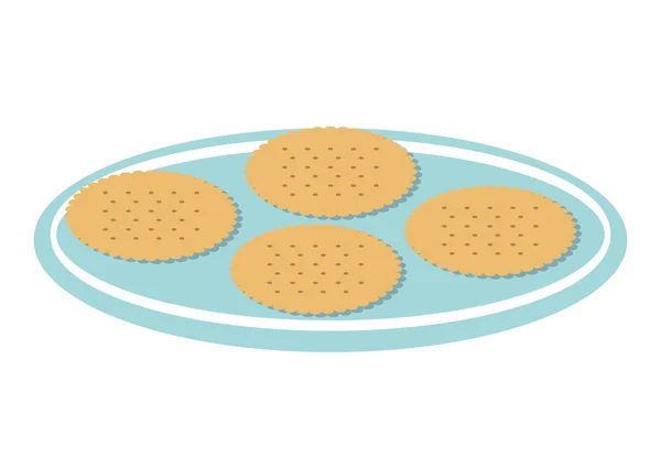 Heerlijke cokkies in schotel geïsoleerd pictogram ontwerp — Stockvector