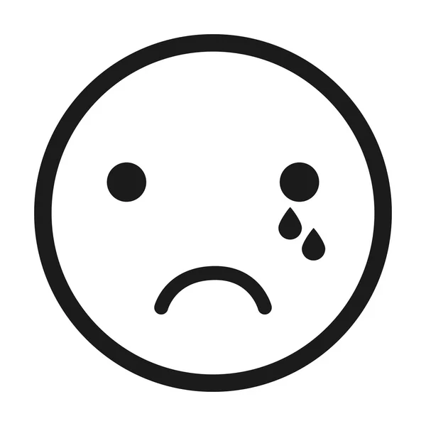 Crying,face emoticon isolated icon design — Stock Vector