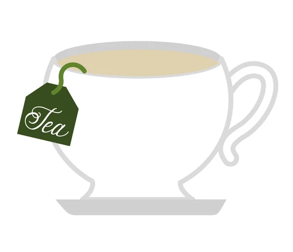 Taza de té con bolsa de diseño icono aislado — Vector de stock