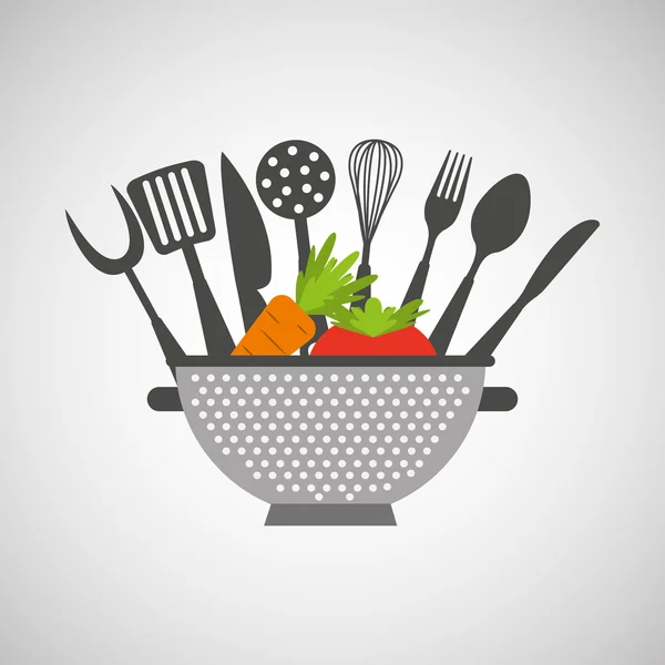 Utensilios de cocina alimentos Cookware — Vector de stock