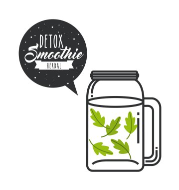 Yeşil Detoks simgesi. Smoothie ve Meyve Suyu tasarımı. Vektör grafiği