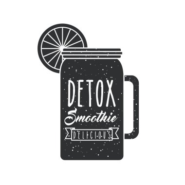 Simge turuncu detoks. Güler yüzlü ve suyu tasarım. Vektör grafiği