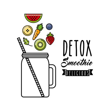 Tropikal Detoks simgesi. Smoothie ve Meyve Suyu tasarımı. Vektör grafiği