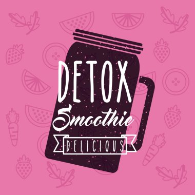 Detoks simgesi. Smoothie ve Meyve Suyu tasarımı. Vektör grafiği