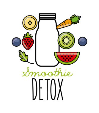 Tropikal Detoks simgesi. Smoothie ve Meyve Suyu tasarımı. Vektör grafiği