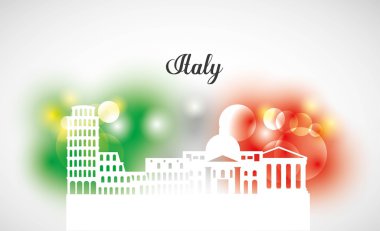 bayrak ve ünlü yer simgesi. İtalya kültür tasarımı. Vektör grafiği