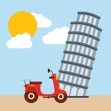 Pisa simgesi kulesi. İtalya kültür tasarımı. Vektör grafiği