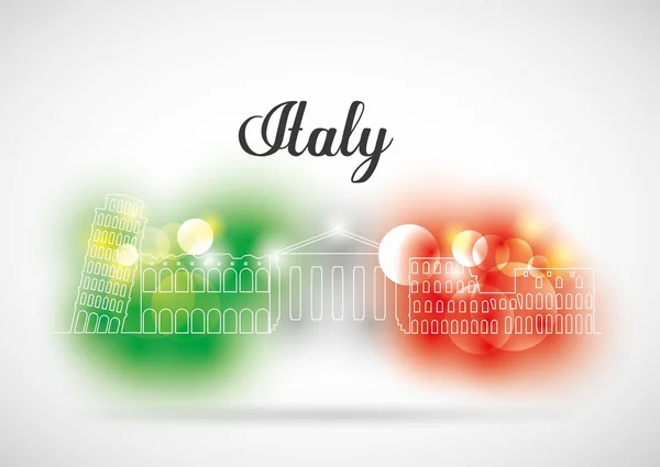 Флаг и икона знаменитого места. Культурный дизайн Италии. Векторная графика — стоковый вектор