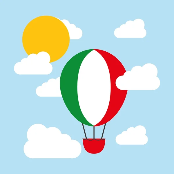 Heißluftballon und Flaggensymbol. italienisches Kulturdesign. Vektor Grap — Stockvektor
