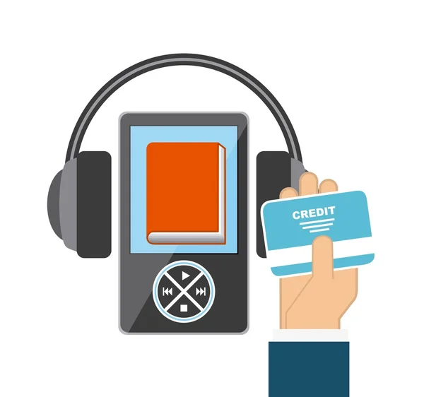 Mp3, book and Headphone icon. Audiobooks design. Vector graphic — Stock Vector