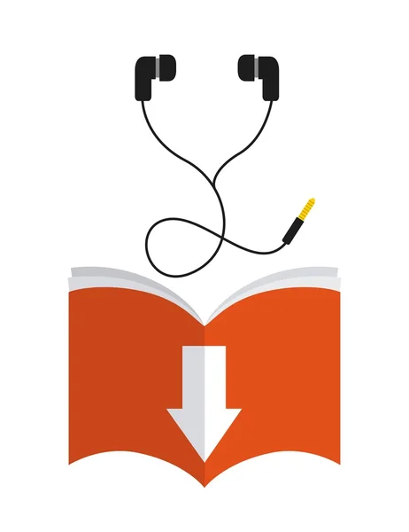 Bok-och hörlurs ikonen. Ljudböcker design. Vektorgrafik — Stock vektor